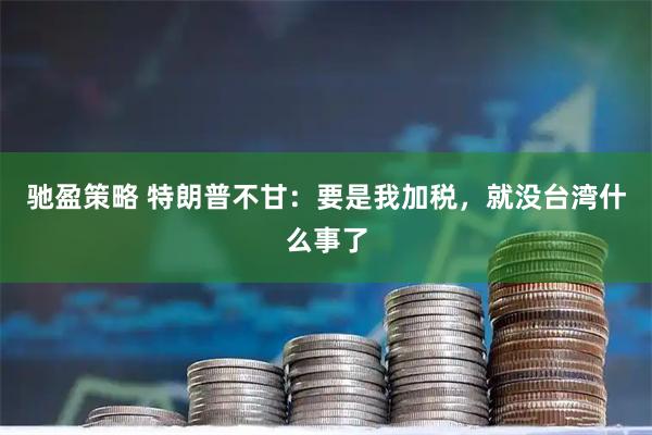 驰盈策略 特朗普不甘：要是我加税，就没台湾什么事了