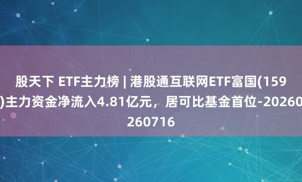 股天下 ETF主力榜 | 港股通互联网ETF富国(159792)主力资金净流入4.81亿元，居可比基金首位-20260716